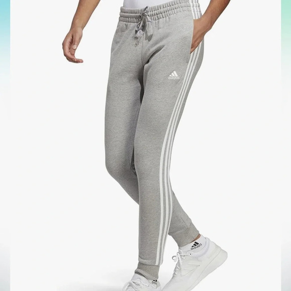 Adidas women’s Joggers Essentials 3-stripes French Terry Cuffed Pants, Gray XS - Picture 12 of 12